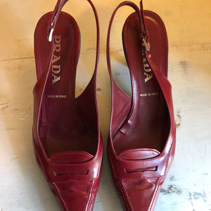 Crimson Vintage Prada Kittenheel Slingbacks Sz 39